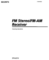 Sony STR-D315 - Owners Manual 